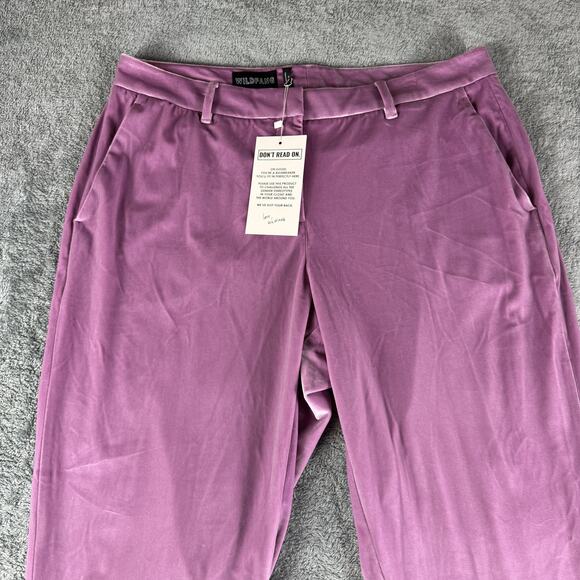 Wildfang Pants Womens 16 Purple Empower Velvet Slim Crop Stretch Trousers New - Picture 2 of 13